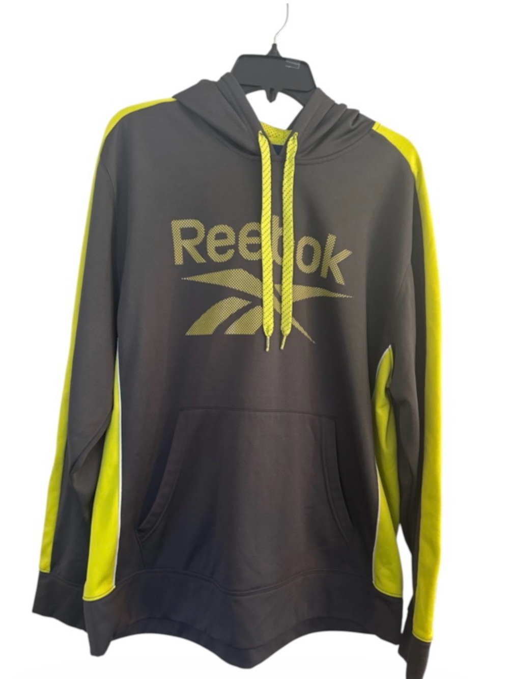 Reebok Men's Gray & Yellow Performance Hoodie Size Large
